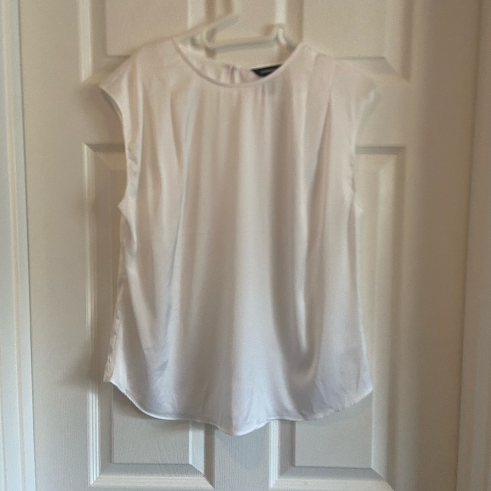Express White Cap Sleeve Mandarin Collar Blouse
